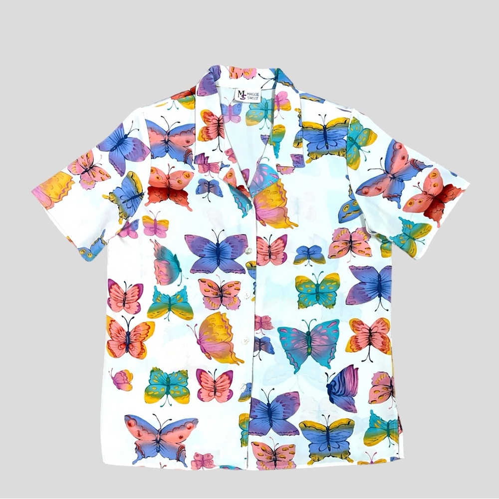 Vintage Maggie Sweet Butterfly Blouse Large